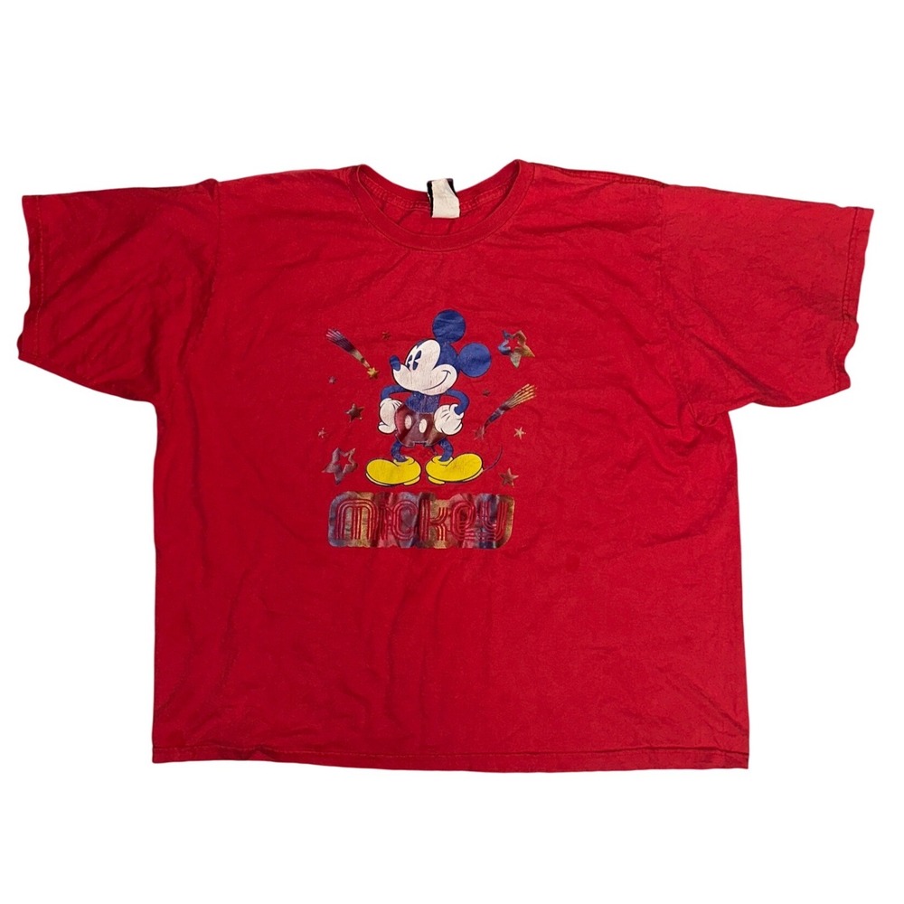 Vintage Mickey Unlimited Disney Red Graphic T-Shirt Woman Distressed 90s Retro